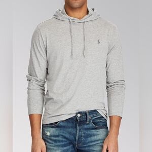 Polo Ralph Lauren Featherweight Pima Cotton Hoodie Tee In Light Grey Size L